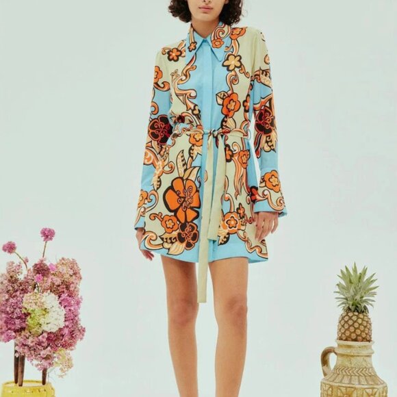 Alemais Ondine Printed Twill Mini Shirt Dress - Picture 1 of 15